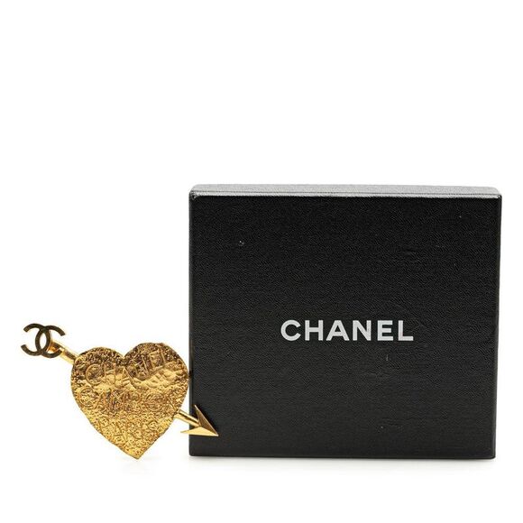 Pre Loved chanel Heart Arrow Brooch Women Gold Brooches - Picture 5 of 5